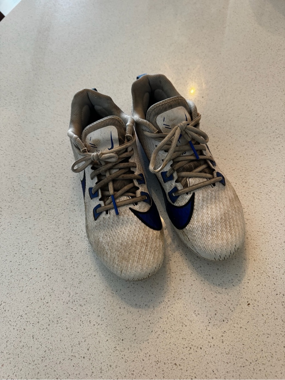 Nike FJ1582-140 Football Cleats Vapor Edge Speed 360 2 TB 8.5 White Navy Blue